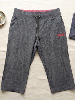 Techfit Grey Blue Heathered Knit Crop Pants Size Small Athletic Lounge Capris